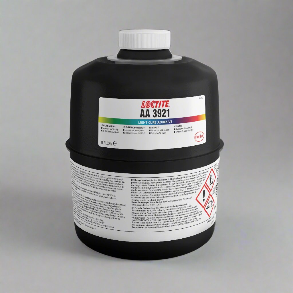 LOCTITE AA 3921 1 literes alacsony viszkozitású, átlátszó, medical minősített, polikarbonátot is ragasztó UV ragasztó
